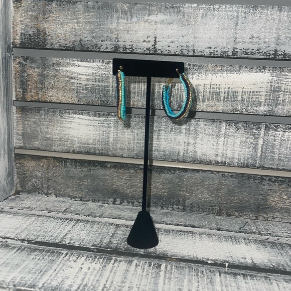 Seed Bead Hoop Statement Earrings - Picture 3 of 3